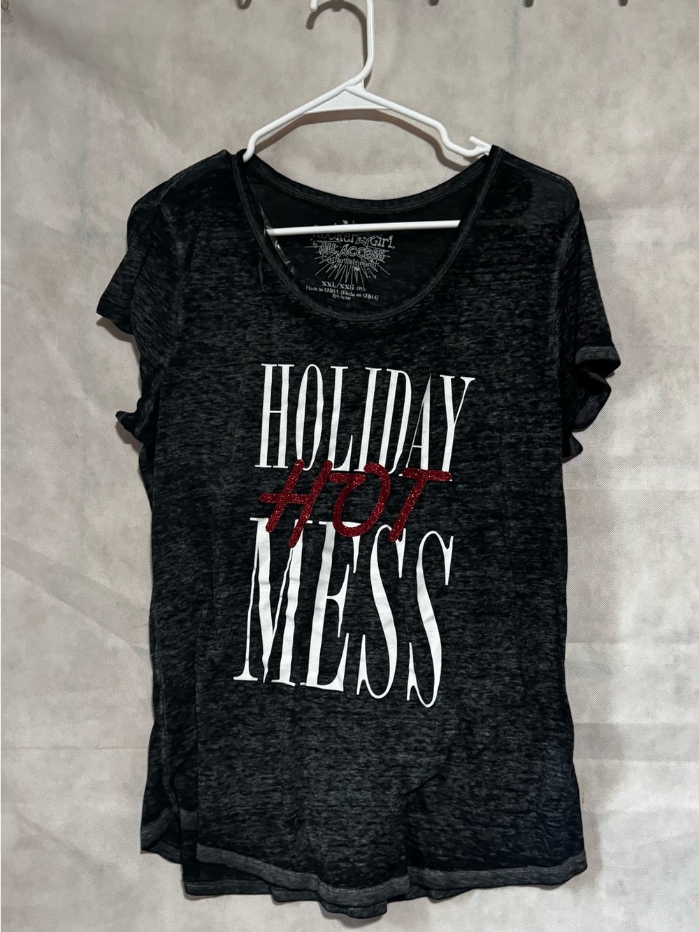 Bella Canvas Black Tee with White & Red Glitter Holiday Graphic